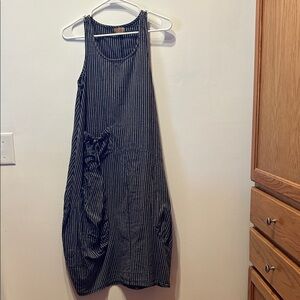 Striped Sleeveless Midi Dress - Black and White